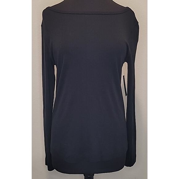 Premise Studio Black Boat Neck Long Sleeve Blouse NWT Women’s Size L - Picture 2 of 8